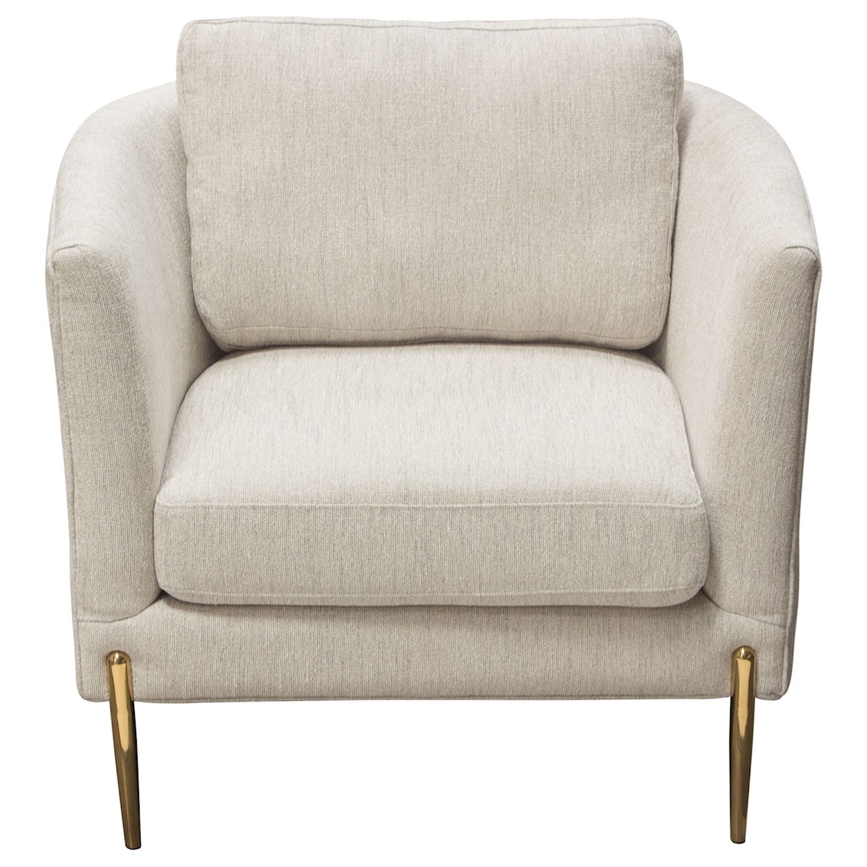 Diamond Sofa Furniture Lane Chair in Light Cream Fabric with Gold Metal