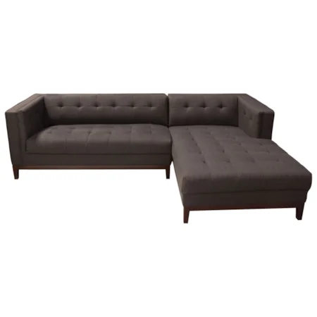 Mid-Century Modern Two-Piece Sectional with Button Tufting