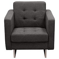 Grey Tufted Polyester Fabric Chair