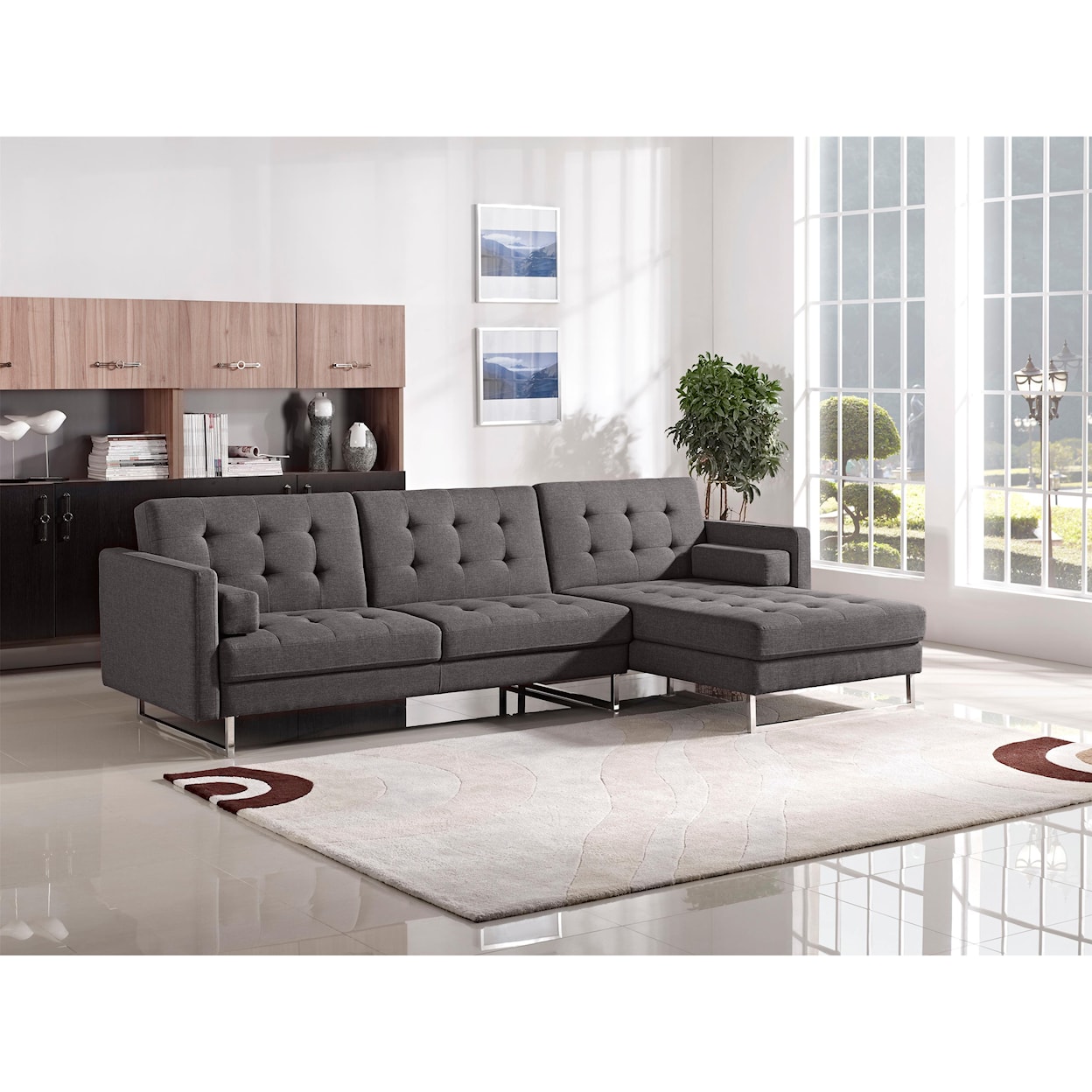 Diamond Sofa Furniture Opus Reversible Sleeper Sectional Grey