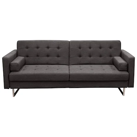 Convertible Grey Tufted Polyester Fabric Sofa