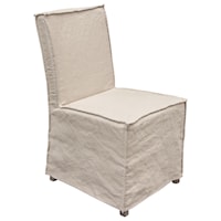Contemporary 2-Pack Dining Chairs with Sand Linen Removable Slipcover
