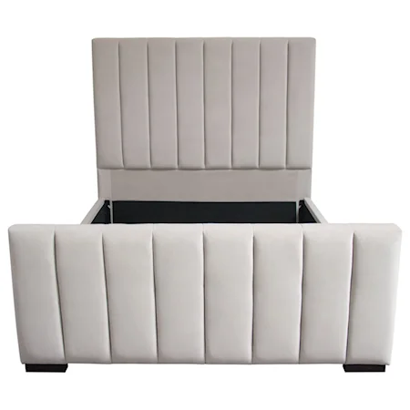 Queen Bed with Vertical Channel Tufted Upholstery