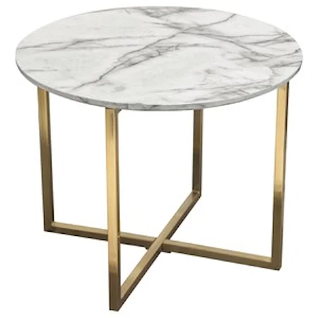 Contemporary 24" Round End Table with Faux Marble Top 