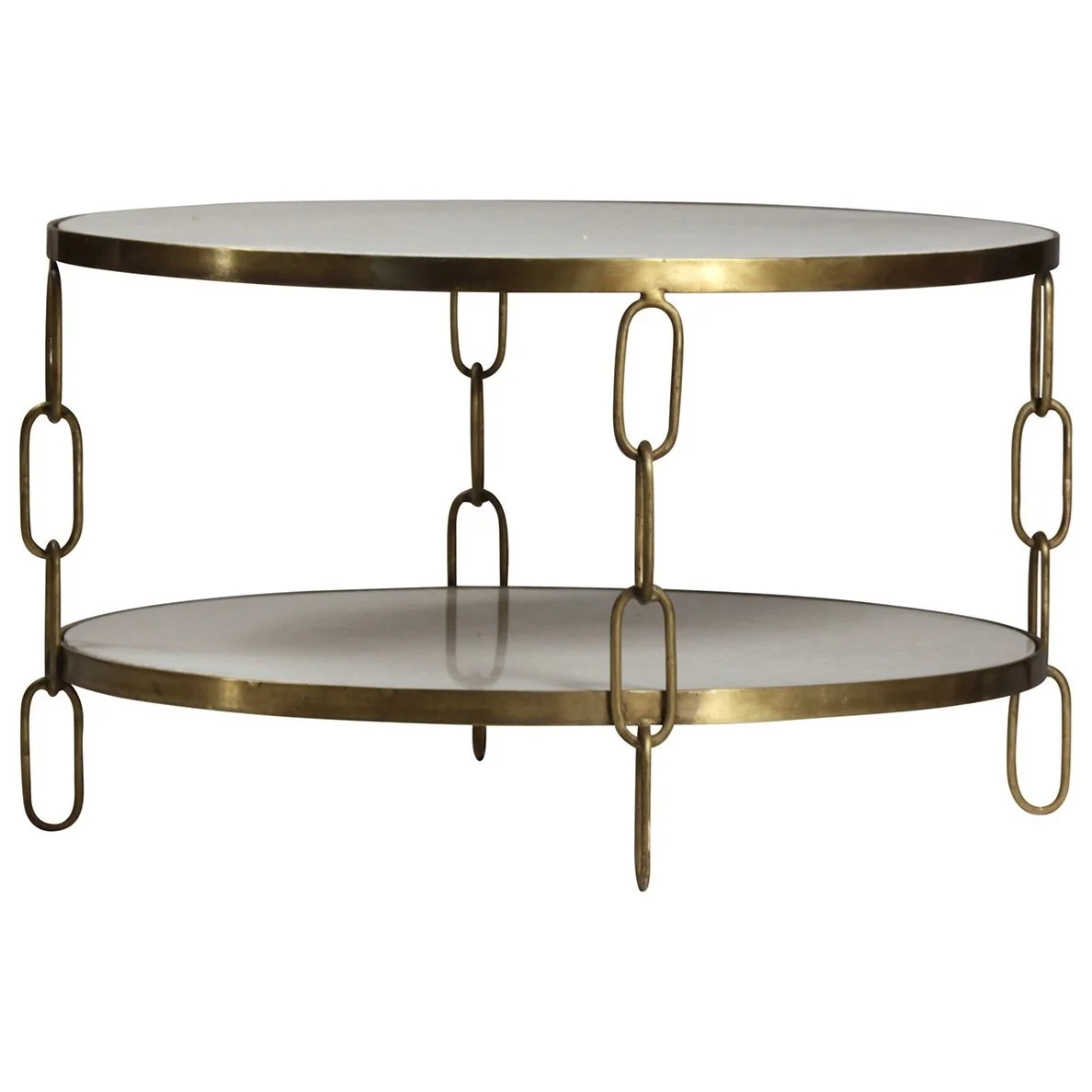 Dovetail Furniture Curzon AN065 Round Coffee Table with Marble Top