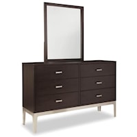 Solid Wood Dresser and Mirror with 6 Soft Close Drawers