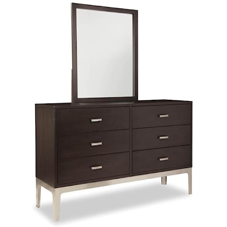 Solid Wood Dresser and Mirror with 6 Soft Close Drawers