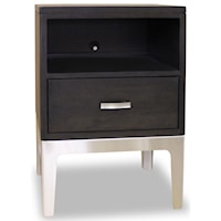 1 Drawer Night Table with Stainless Steel Base