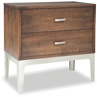 Nightstand with Two Soft Close Drawers and Stainless Steel Base