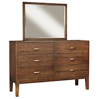 Solid Wood Dresser and Mirror with 6 Soft Close Drawers