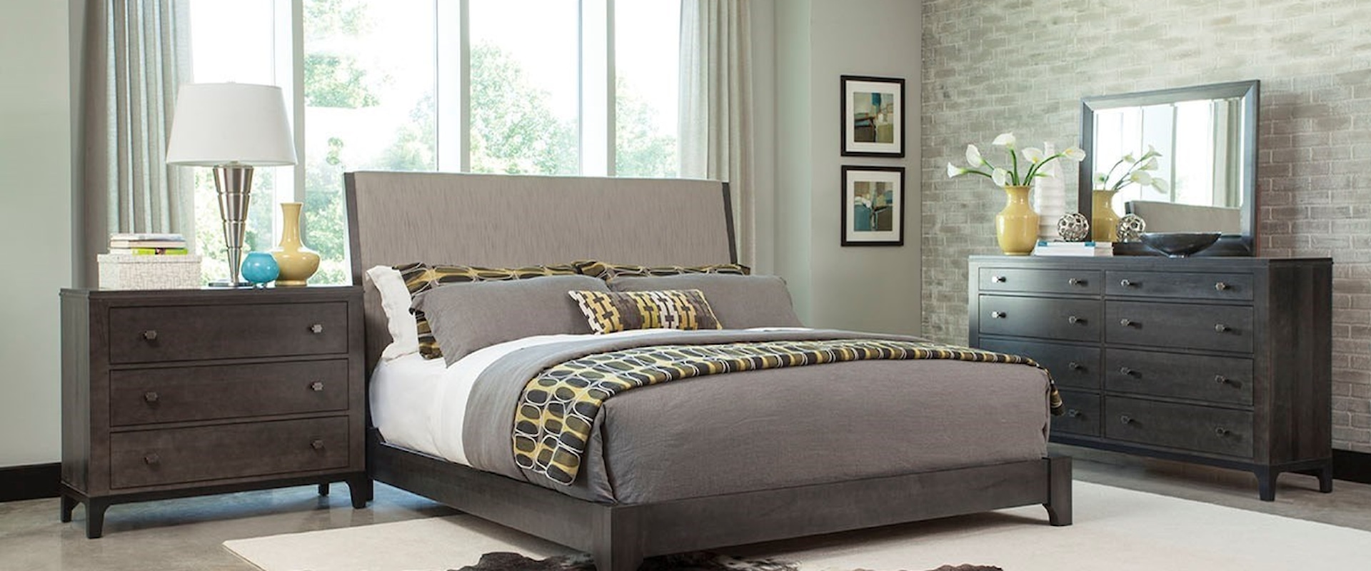 Contemporary 4-Piece Upholstered Queen Bedroom Group