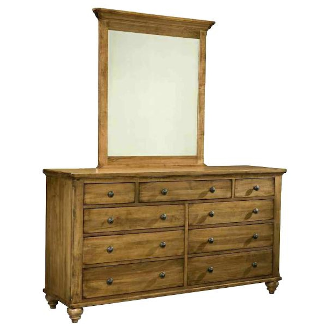 Durham Hudson Falls Triple Dresser and Vertical Mirror