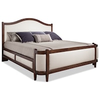 Transitional Queen Grand Upholstered Bed with Curved Footboard