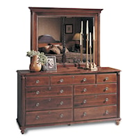 Traditional 9-Drawer Triple Dresser & Landscape Mirror