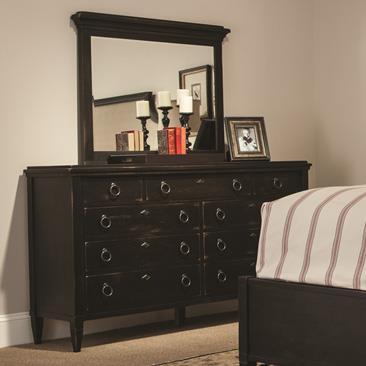black 9 drawer dresser with mirror Four Hands Millie 9 Drawer Dresser- Black main image 1