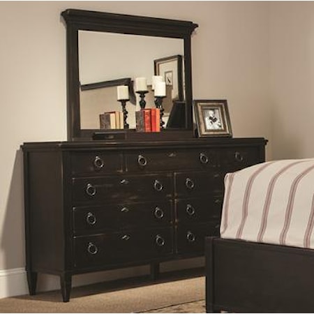 9-Drawer Dresser &amp; Landscape Mirror Set