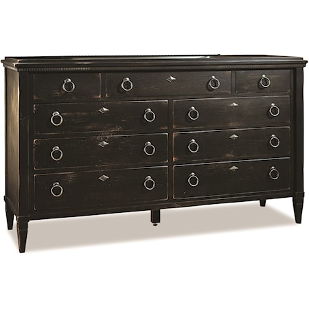 Traditional 9-Drawer Triple Dresser with Soft-Close Drawers