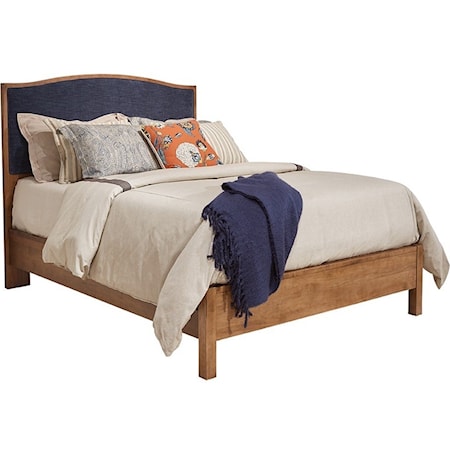 Transitional Queen Panel Bed with Upholstered Headboard