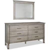 Transitional Solid Wood Dresser and Mirror