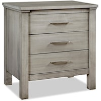 Transitional 3-Drawer Nightstand with Brushed Nickel Handles