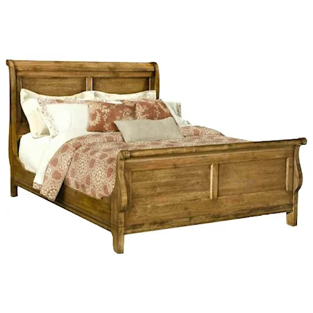 Casual Queen Traditional Sleigh Bed with Paneled Accents