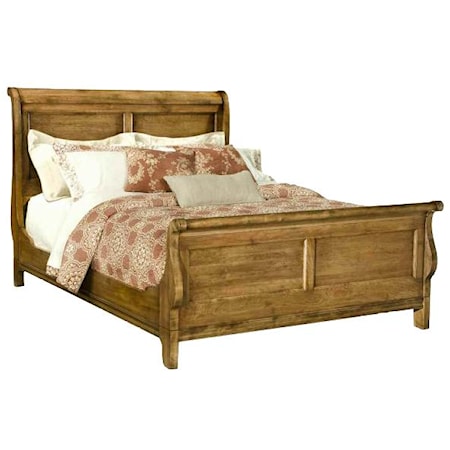 Casual King Sleigh Panel Bed with Paneled Accents