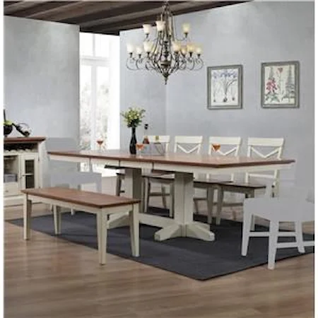Trestle Table, 4 X-Back Side Chairs, and Bench