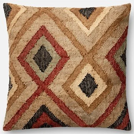 22" X 22" Cover w/Poly Rust / Beige Jute | Cotton  Pillow