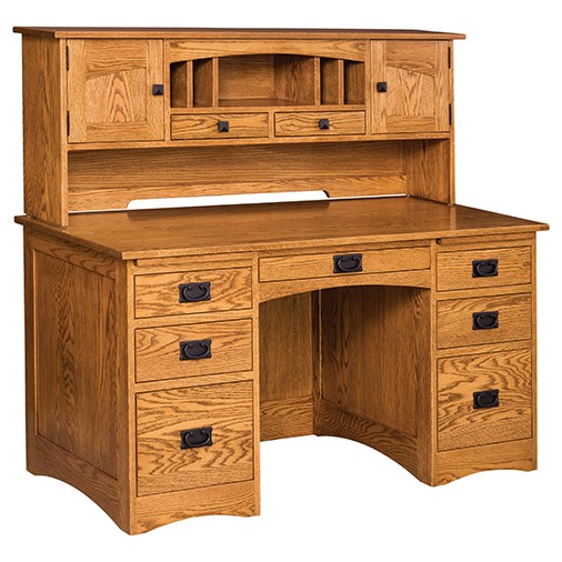 Mission style computer online desk with hutch