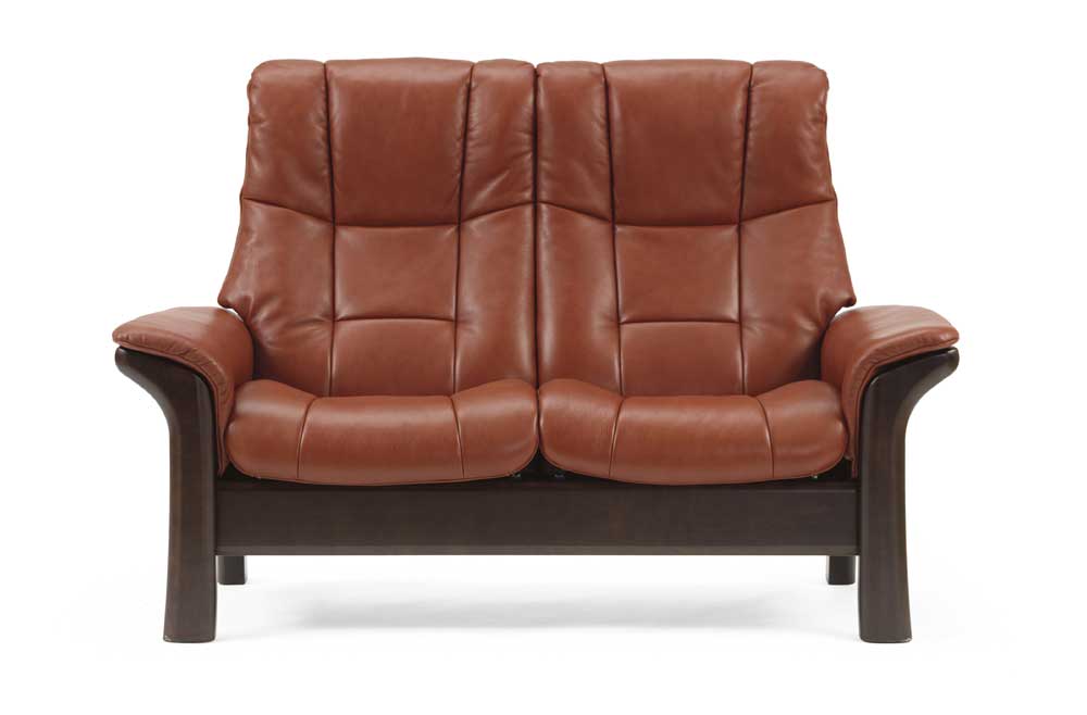 High back outlet leather loveseat