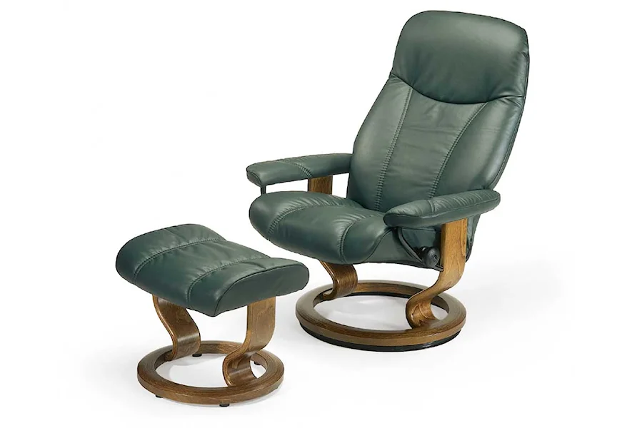 Consul Medium Chair & Ottoman with Classic Base by Stressless by Ekornes at Jordan's Home Furnishings
