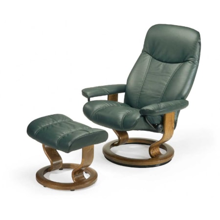 Medium Chair & Ottoman with Classic Base