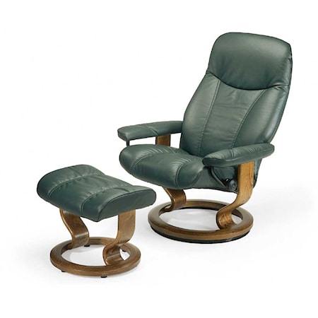 Medium Chair & Ottoman with Classic Base