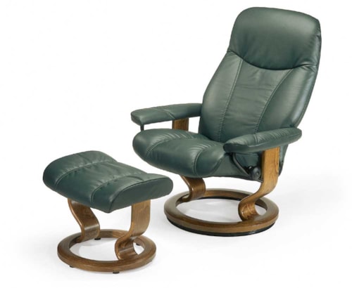 Medium Reclining Chair & Ottoman with Classic Base