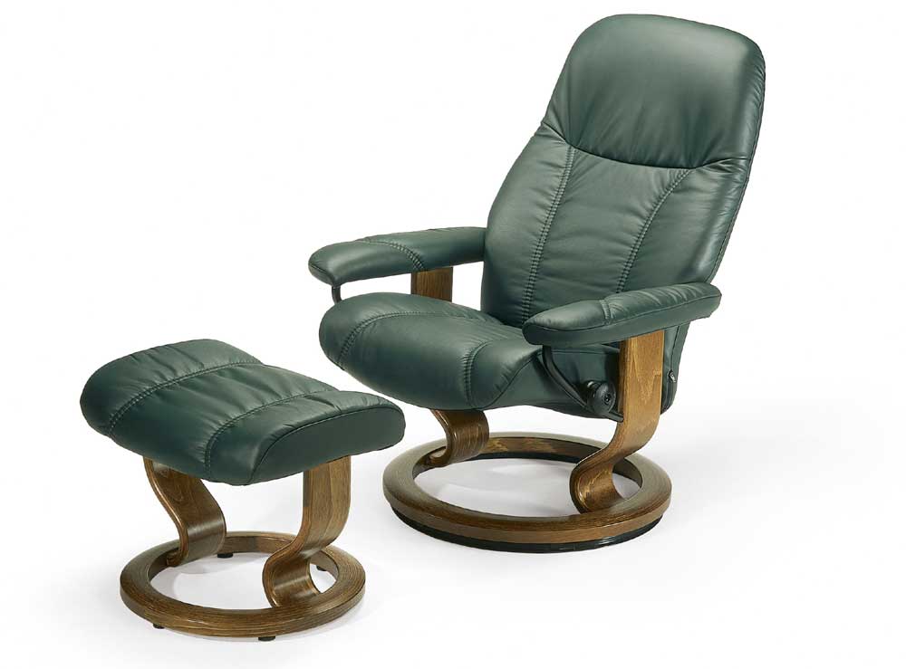 Stressless by Ekornes Consul Small Reclining Chair & Ottoman with 