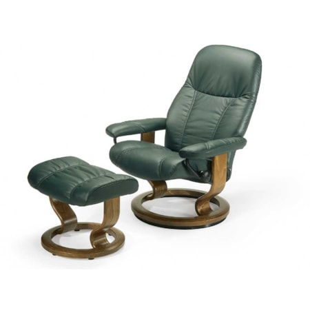 Small Chair & Ottoman with Classic Base