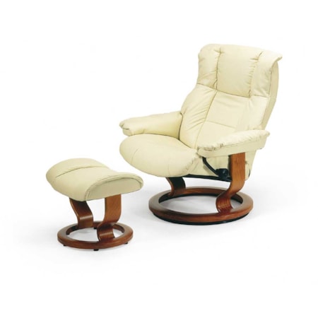 Large Chair & Ottoman with Classic Base