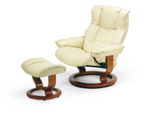 Large Reclining Chair & Ottoman with Classic Base