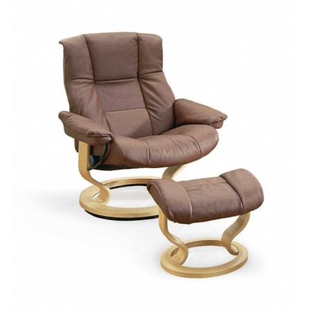 Large Chair &amp; Ottoman with Classic Base