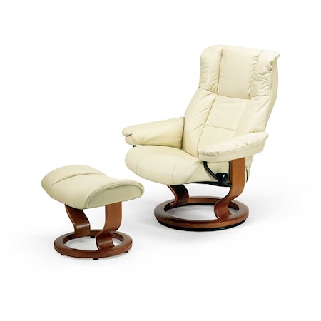 Medium Chair & Ottoman with Classic Base
