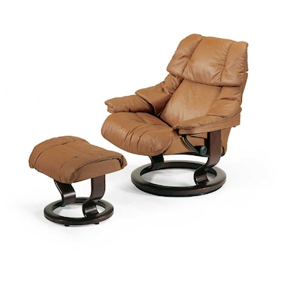 Stressless by Ekornes Reno Large Chair & Ottoman with Classic Base