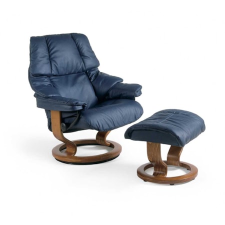 Medium Chair & Ottoman with Classic Base