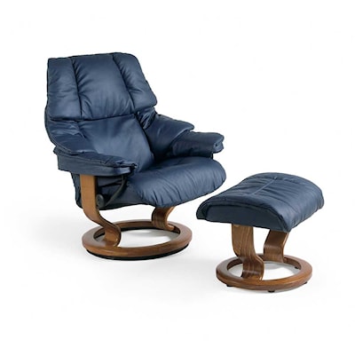 Stressless by Ekornes Reno Medium Chair & Ottoman with Classic Base