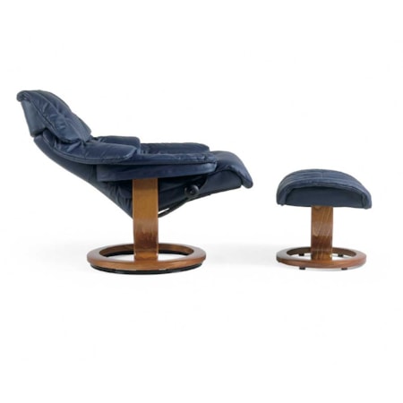 Medium Chair &amp; Ottoman with Classic Base