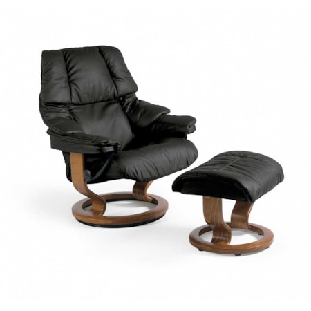 Medium Chair &amp; Ottoman with Classic Base