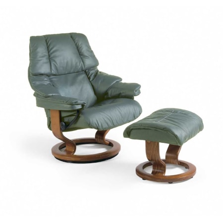 Medium Chair &amp; Ottoman with Classic Base
