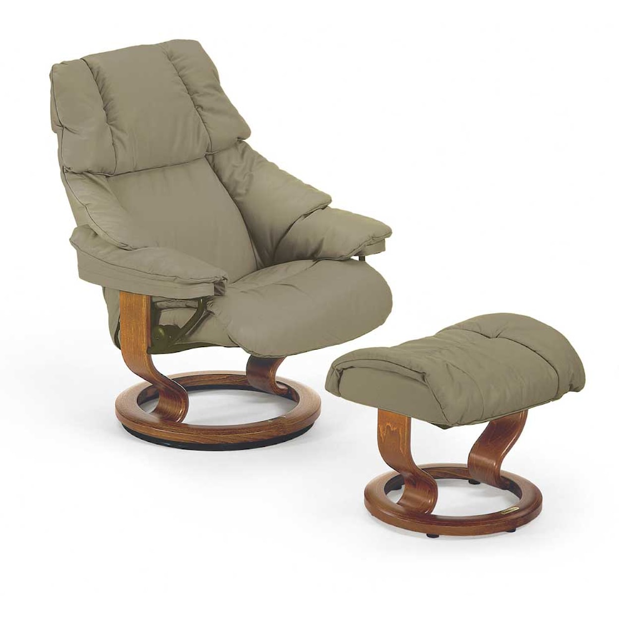 Stressless by Ekornes Reno Medium Chair & Ottoman with Classic Base