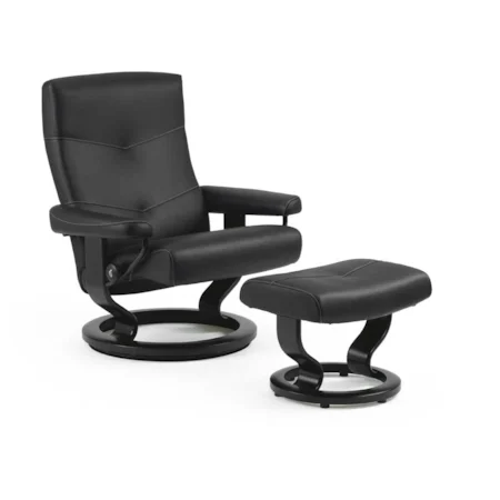 Stressless Large Alpha Reclining Chair and Ottoman