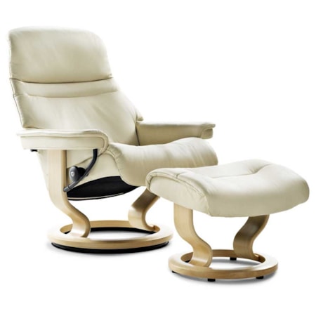 Large Chair & Ottoman with Classic Base