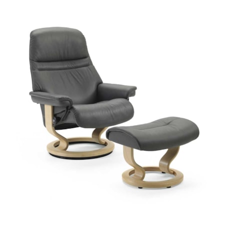 Medium Chair & Ottoman with Classic Base